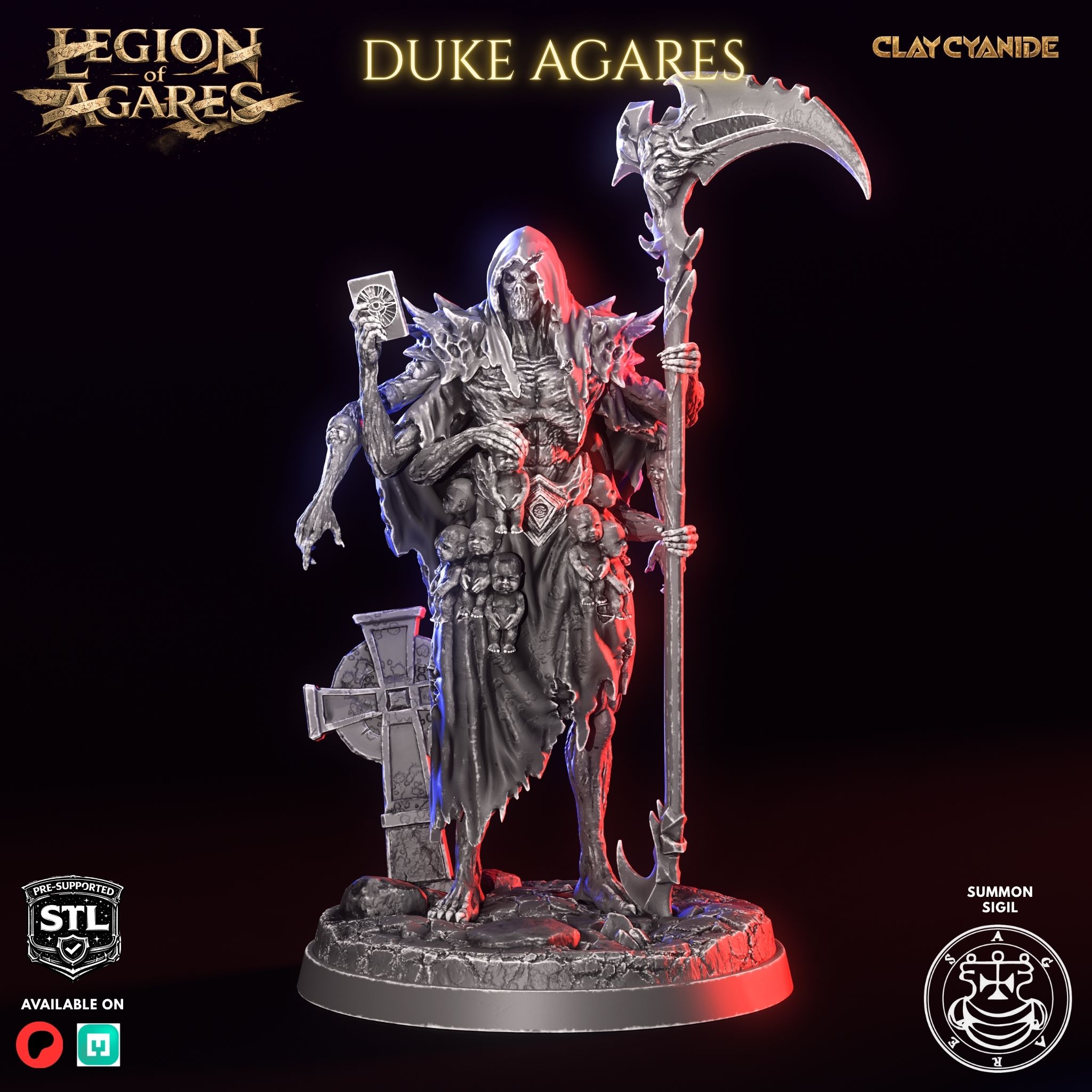 Agares demon duke STL miniature side view — Clay Cyanide